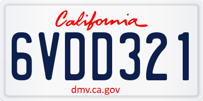 CA license plate 6VDD321