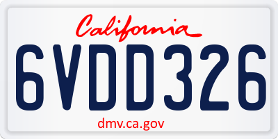 CA license plate 6VDD326