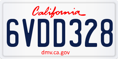 CA license plate 6VDD328