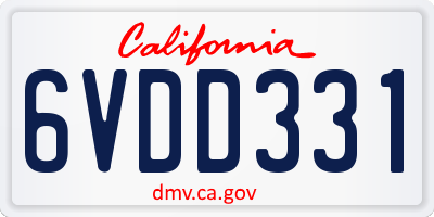 CA license plate 6VDD331