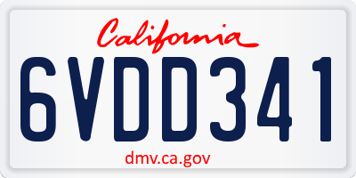 CA license plate 6VDD341