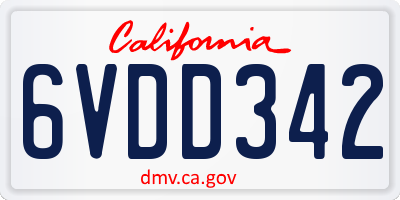 CA license plate 6VDD342