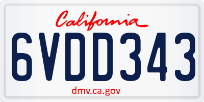 CA license plate 6VDD343