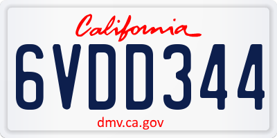 CA license plate 6VDD344