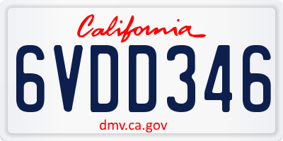 CA license plate 6VDD346