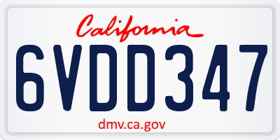 CA license plate 6VDD347
