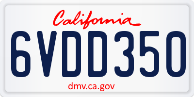 CA license plate 6VDD350