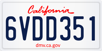 CA license plate 6VDD351