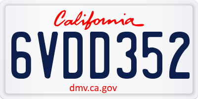 CA license plate 6VDD352