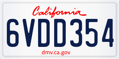 CA license plate 6VDD354