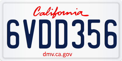 CA license plate 6VDD356