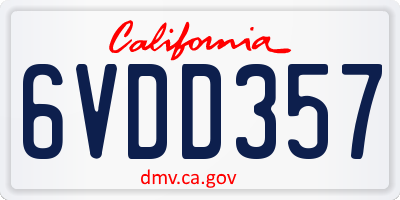CA license plate 6VDD357