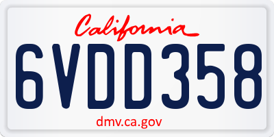 CA license plate 6VDD358