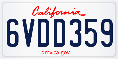 CA license plate 6VDD359