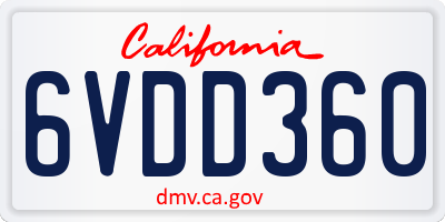 CA license plate 6VDD360