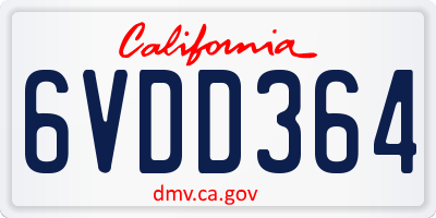 CA license plate 6VDD364