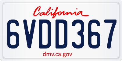 CA license plate 6VDD367