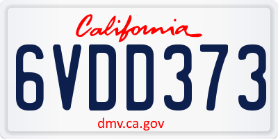 CA license plate 6VDD373