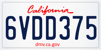 CA license plate 6VDD375
