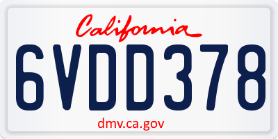 CA license plate 6VDD378