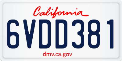 CA license plate 6VDD381