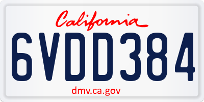CA license plate 6VDD384