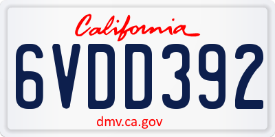 CA license plate 6VDD392