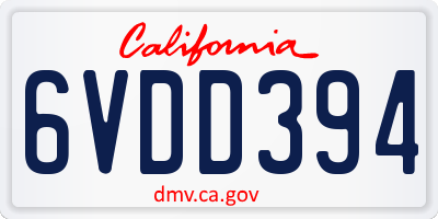 CA license plate 6VDD394