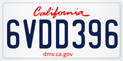 CA license plate 6VDD396