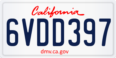 CA license plate 6VDD397