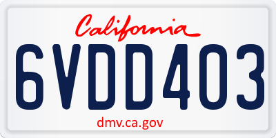 CA license plate 6VDD403