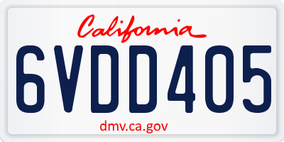 CA license plate 6VDD405