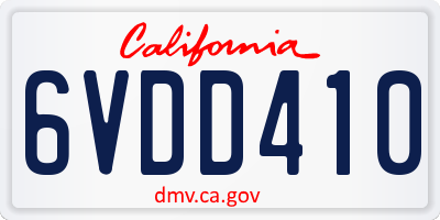 CA license plate 6VDD410