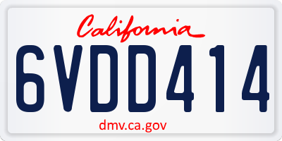 CA license plate 6VDD414