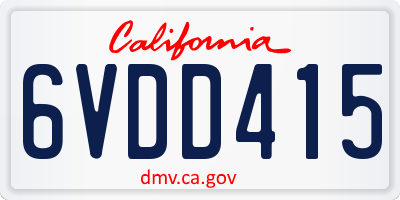 CA license plate 6VDD415