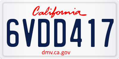 CA license plate 6VDD417