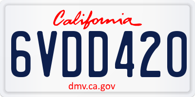 CA license plate 6VDD420
