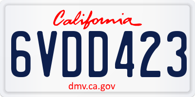 CA license plate 6VDD423