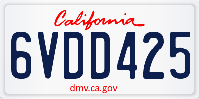 CA license plate 6VDD425