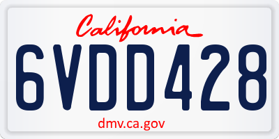 CA license plate 6VDD428