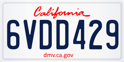 CA license plate 6VDD429