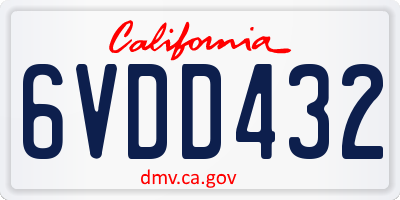 CA license plate 6VDD432
