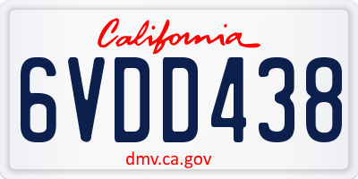 CA license plate 6VDD438