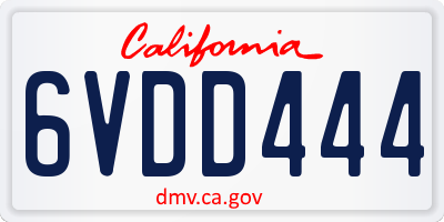 CA license plate 6VDD444