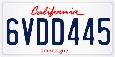 CA license plate 6VDD445