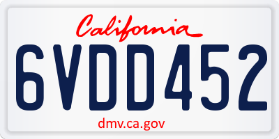 CA license plate 6VDD452