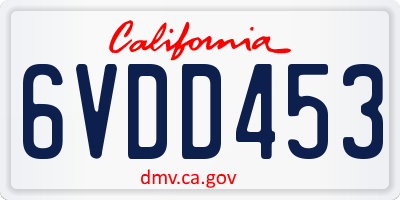 CA license plate 6VDD453