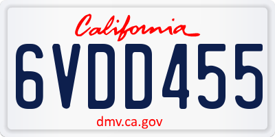 CA license plate 6VDD455