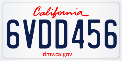 CA license plate 6VDD456