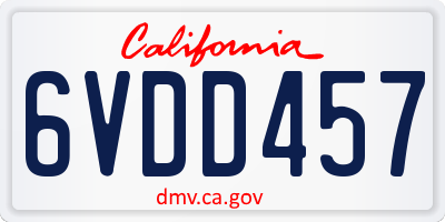 CA license plate 6VDD457